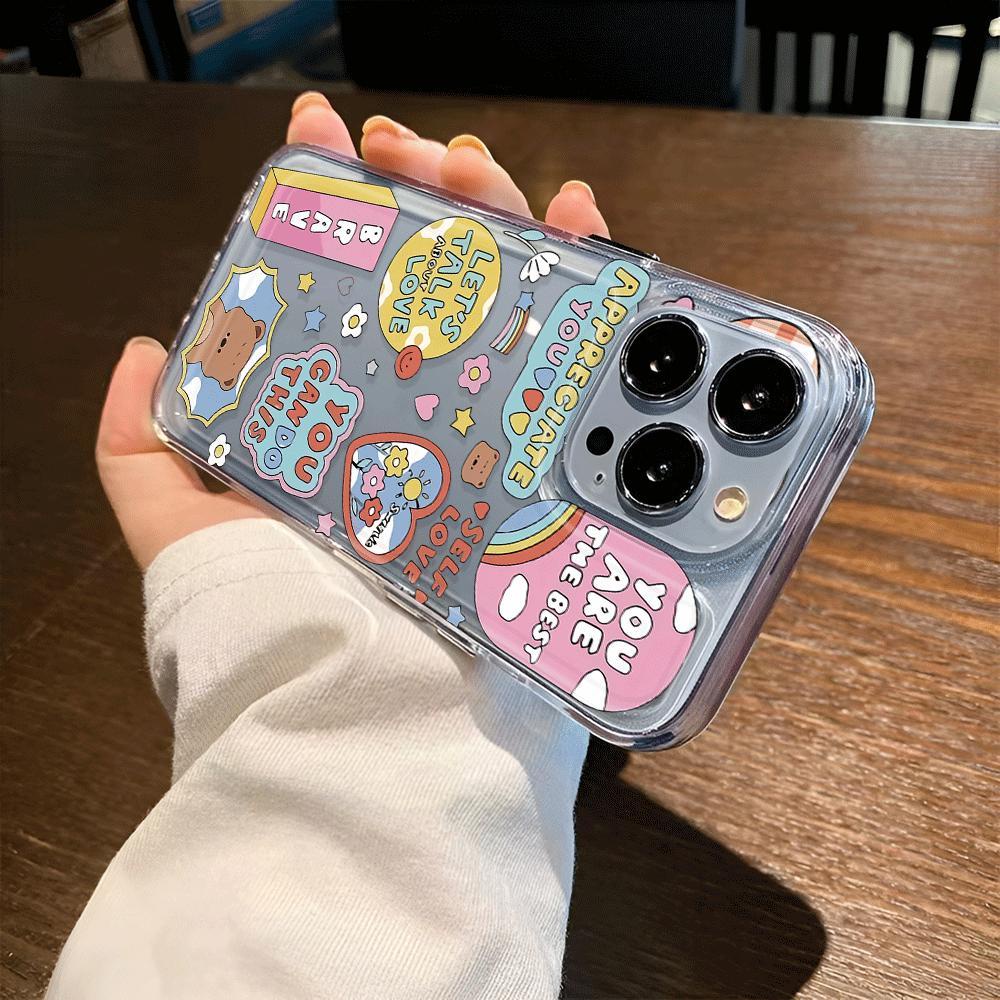 Ốp Điện Thoại Trong Suốt In Hình Gấu Cho iphone 14promax 13 12 11 7Plus 7 8 Plus X XR XSMax