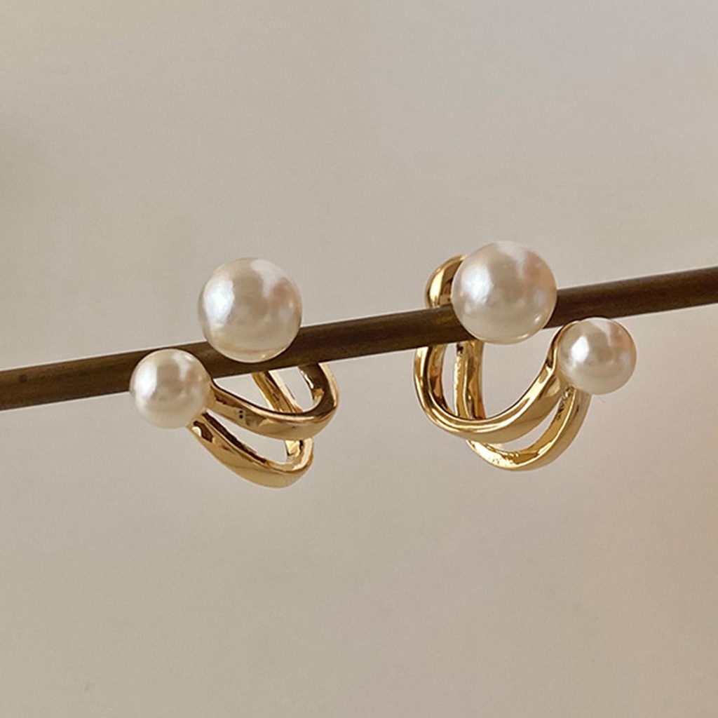 1 Đôi Bông Tai Đính Ngọc Trai Giả Phong Cách Vintage