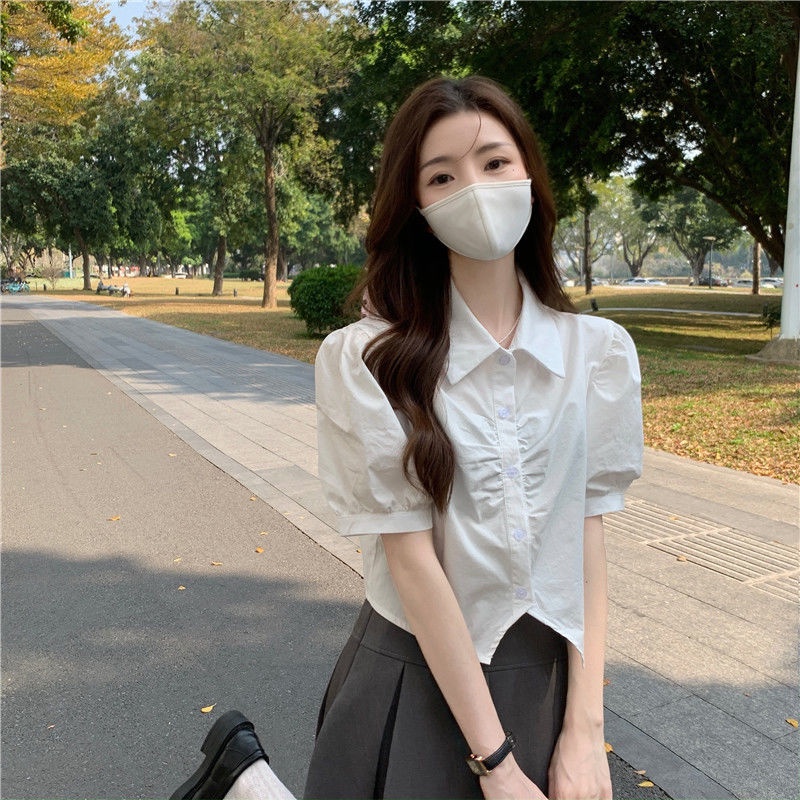 Áo Sơ Mi Ngắn Tay Màu Trắng Thiết Kế Mới Thời Trang Mùa Hè Theo Phong Cách Hàn Quốc Cho Nữ