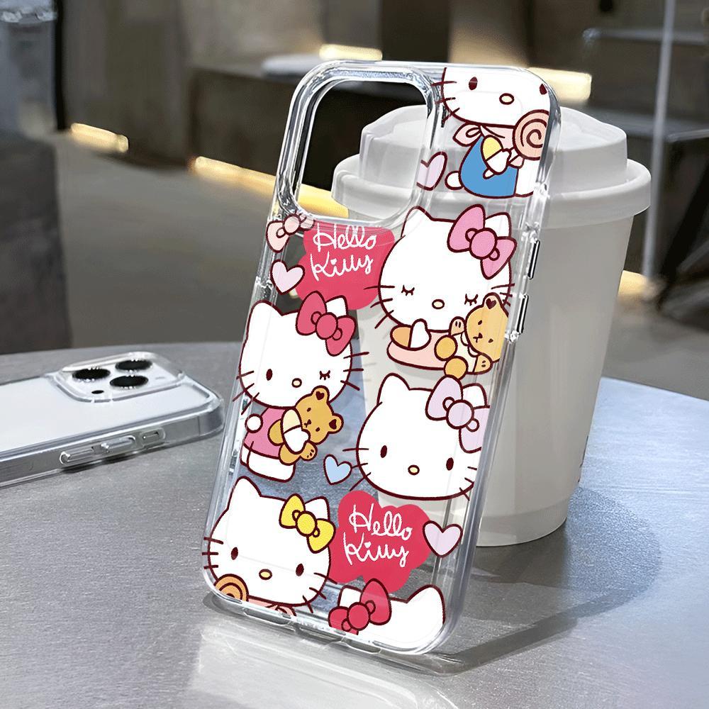Ốp Điện Thoại Trong Suốt In Hoạt Hình Hello Kitty Gấu Cho iphone 14 pro max 11 13 12 7Plus 7 8 X XR XSMax