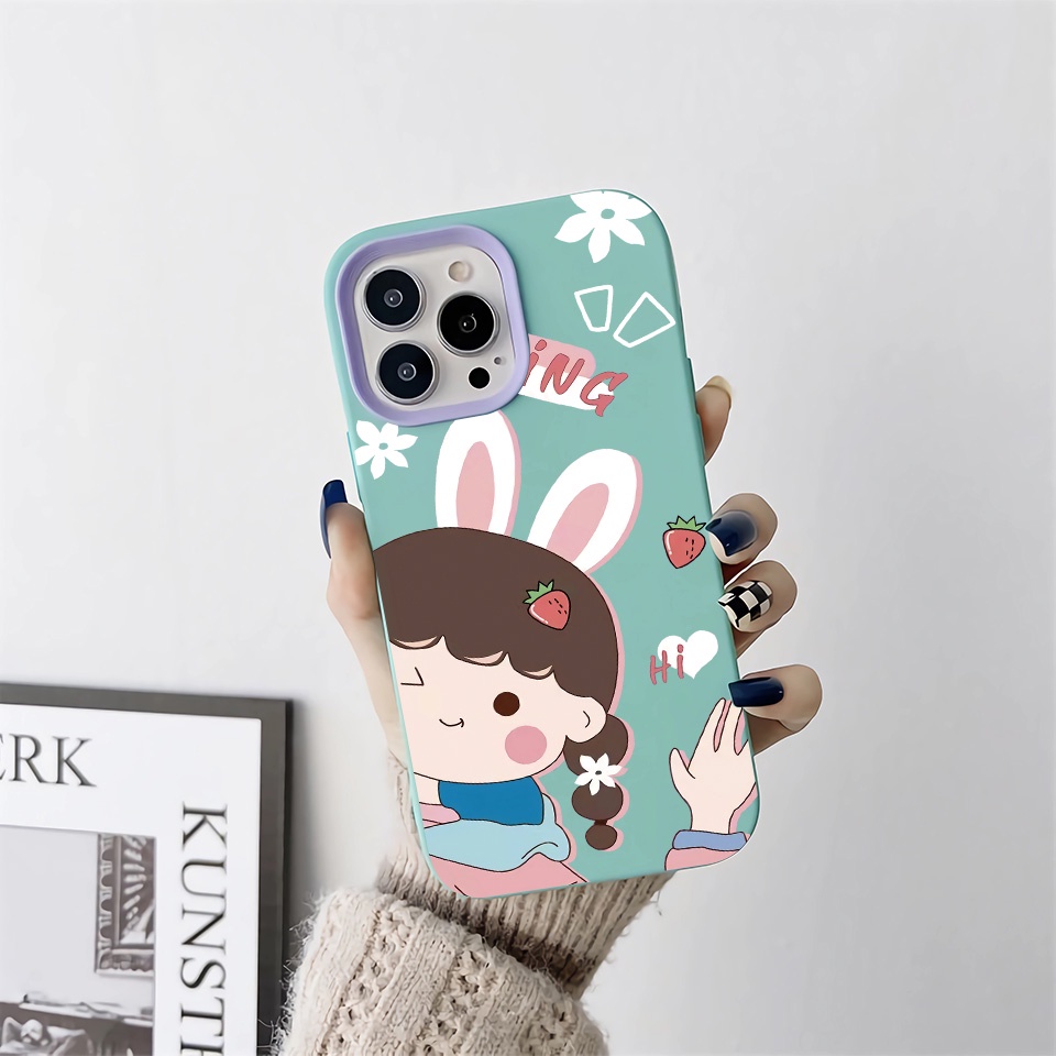 Ốp Điện Thoại silicon Dẻo Đính Tai Thỏ 3 Trong 1 Cho iPhone 14Promax 13 12 11 7Plus 7 X Xs Max XR