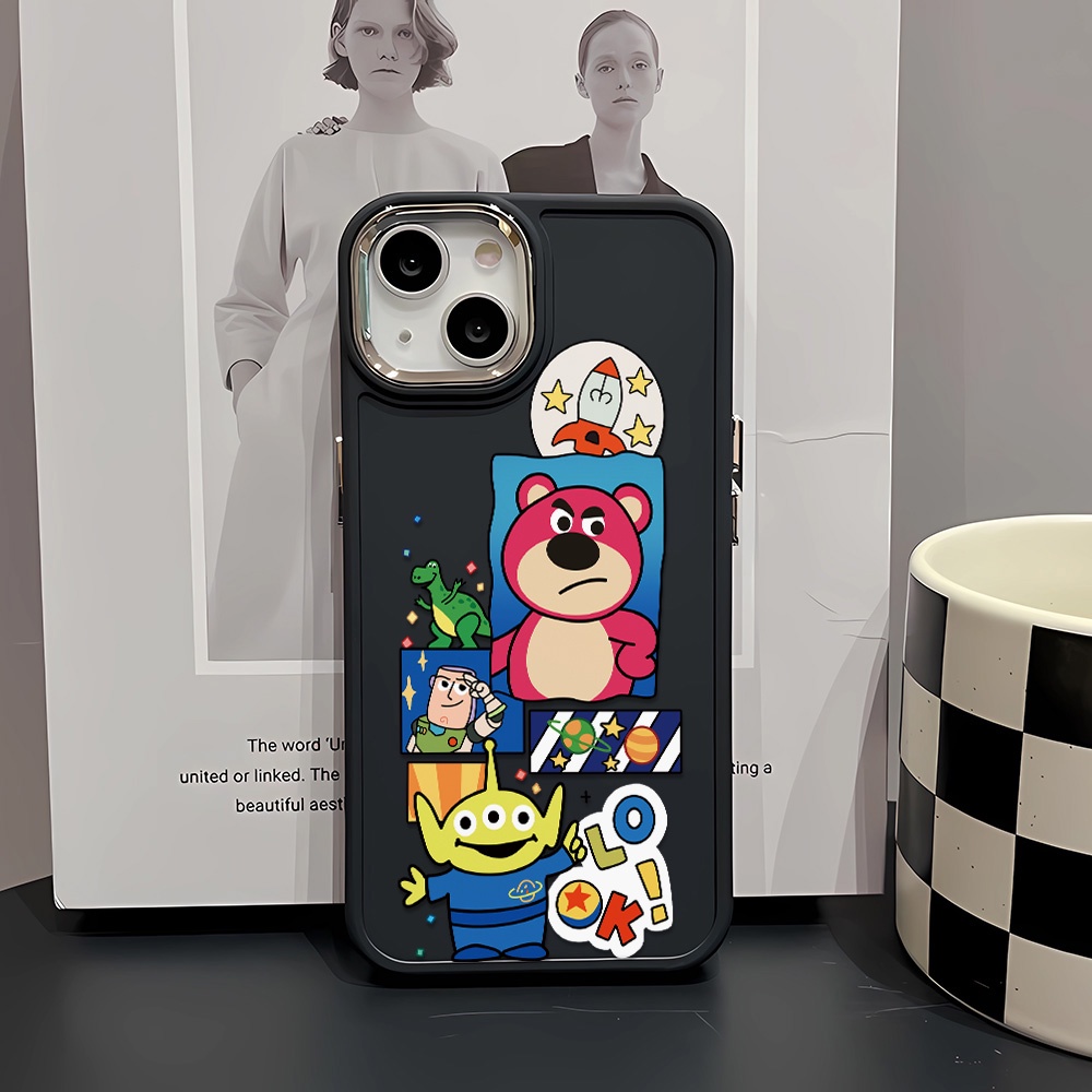 Ốp Điện Thoại Silicone Khung Kim Loại In Hình Người Ngoài Hành Tinh Lotso Cho iphone 14ProMax 11 13 12 7Plus 8 X XS Max