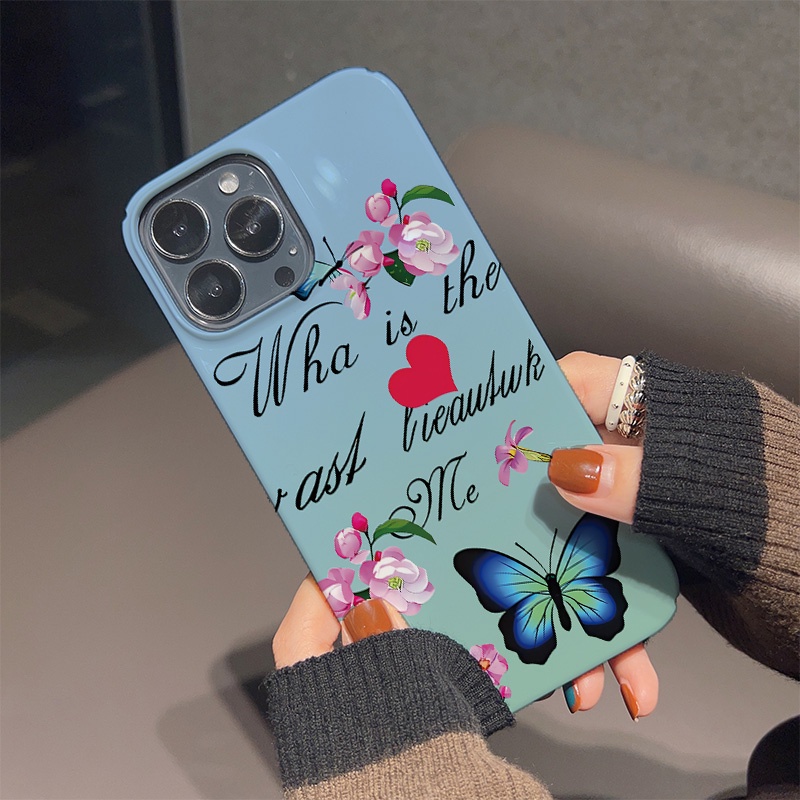 Ốp Điện Thoại Cứng Họa Tiết Bươm Bướm / Trái Tim Thời Trang Chống Sốc Cho iphone 14 pro Max 11 13 12 7Plus 8 X XS
