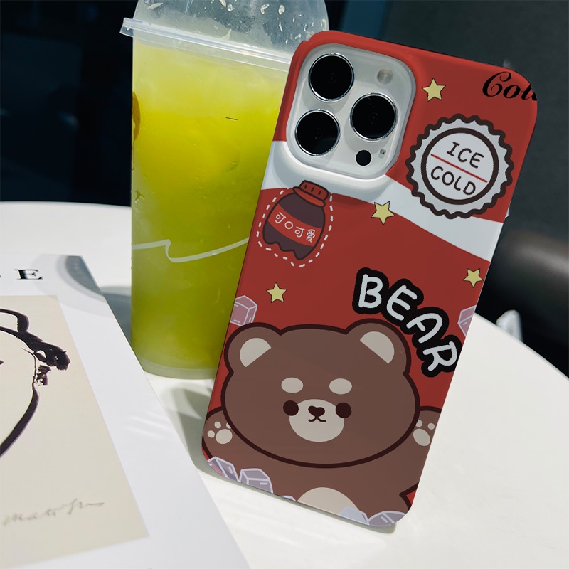 Ốp Điện Thoại Cứng Chống Sốc In Hình Gấu cola Dễ Thương Cho iphone 14 pro Max 11 13 12 7Plus 8 X XS Max