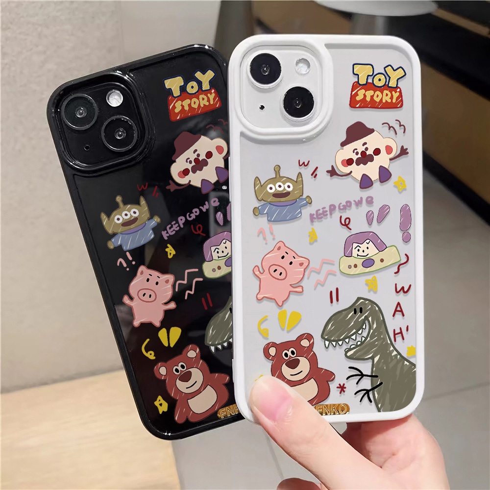 Ốp Điện Thoại Nhựa Acrylic Cứng Trong Suốt Hình Khủng Long Lotso Đáng Yêu Cho iphone 14 pro Max 11 13 12 7Plus 8 X XS Max