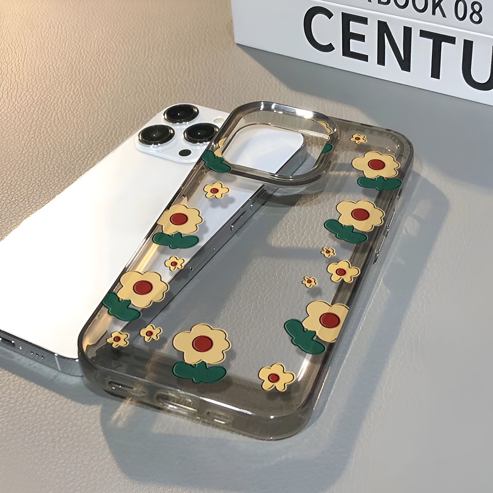 Ốp Điện Thoại Trong Suốt Chống Sốc Họa Tiết Hoa Vàng Cho iphone 14 pro max 11 13 12 7 8 Plus X XR XSMax