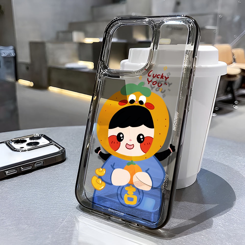 Ốp Điện Thoại Trong Suốt In Hình Quả Cam May Mắn Cho iphone 14 pro max 11 13 12 7 8 Plus X XR XSMax