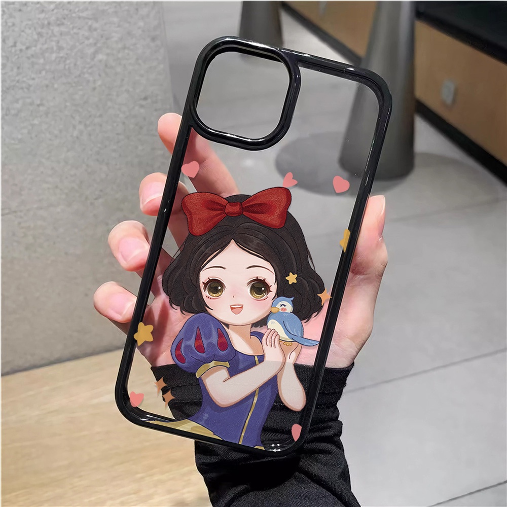 Ốp Điện Thoại Nhựa Acrylic Cứng Trong Suốt Hình Công Chúa Và Chim Cho iphone 14 pro Max 11 13 12 7Plus 8 X XS Max