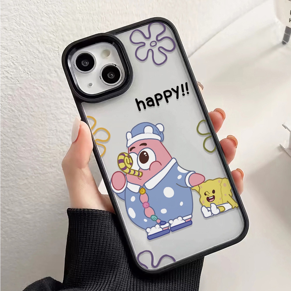 Ốp Điện Thoại Nhựa Acrylic Cứng Trong Suốt Hình SpongeBob Cho iphone 14 pro Max 11 13 12 7Plus 8 X XS Max