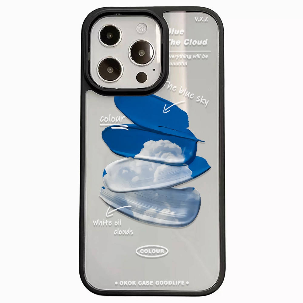 Ốp Điện Thoại Acrylic Cứng Trong Suốt Màu Xanh Dương Cho iphone 14 pro Max 11 13 12 7Plus 8 X XS Max