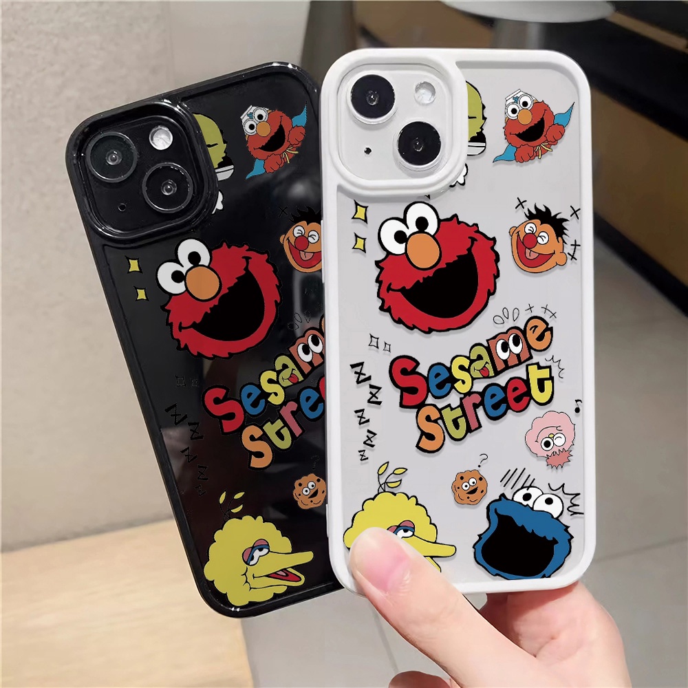 Ốp Điện Thoại Acrylic Cứng Trong Suốt In Hoạt Hình Sesame Street Cho iphone 14 pro Max 11 13 12 7Plus 8 X XS Max