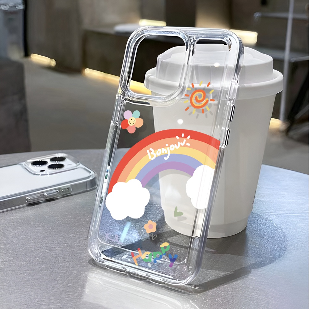 Ốp Điện Thoại Trong Suốt Họa Tiết Cầu Vồng Dành Cho iphone 14 pro max 11 13 12 7 8 Plus X XR XSMax