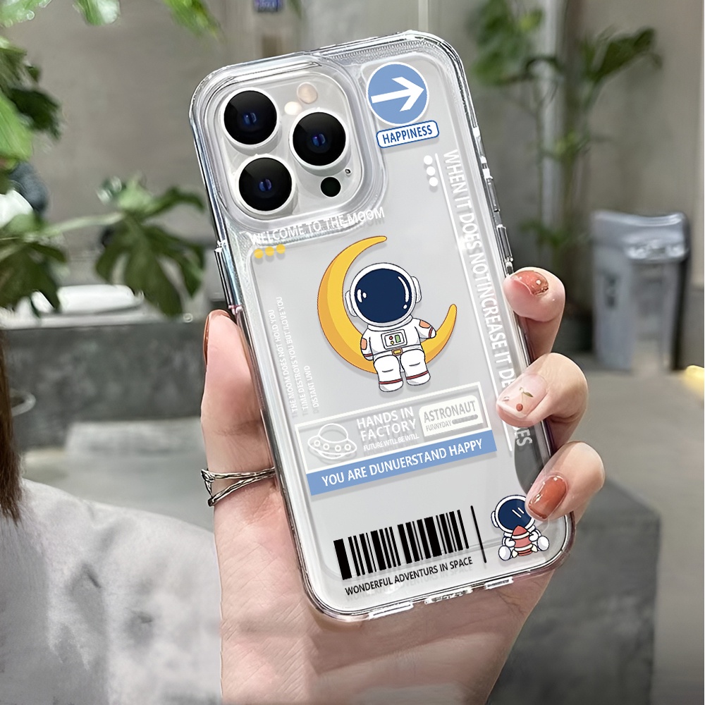 Ốp Điện Thoại Trong Suốt Hình Phi Hành Gia Lunar Thời Trang Cho iphone 14 pro max 11 13 12 7 8 Plus X XR XSMax