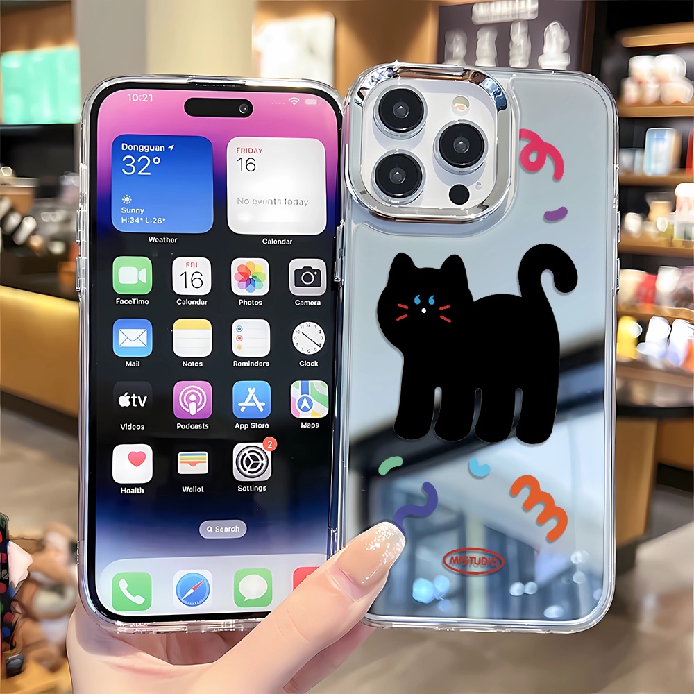 Ốp Điện Thoại Họa Tiết Mèo Đen Cho iphone 14 pro max 11 12 13 8 7 Plus X XR XSMax