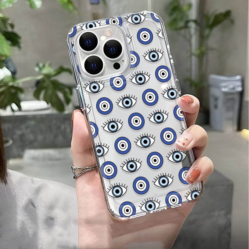 Ốp Điện Thoại Trong Suốt In Hình Đôi Mắt Xanh Cho iphone 14 pro max 11 13 12 7 8 Plus X XR XSMax