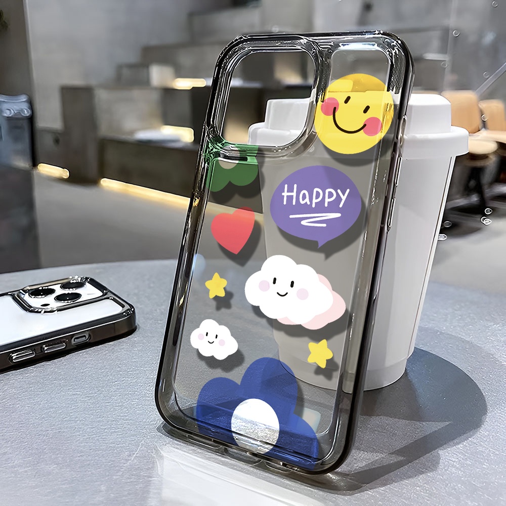 Ốp Điện Thoại Trong Suốt In Hình Đám Mây Mặt Cười Cho iphone 14 pro max 11 13 12 7 8 Plus X XR XSMax