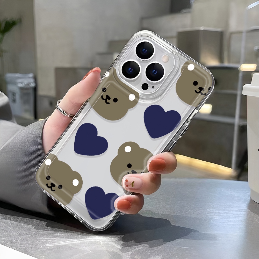 Ốp Điện Thoại Trong Suốt In Hình Gấu Cho iphone 14 pro max 11 13 12 7 8 Plus X XR XSMax