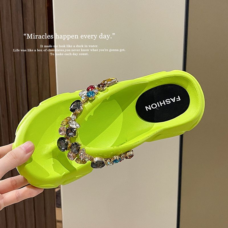 Giày Sandal Đế Dày Đính Đá Thời Trang Mùa Hè Cao Cấp Cho Nữ