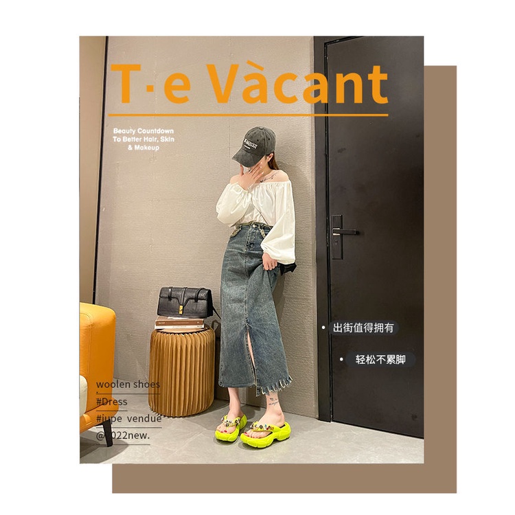 Giày Sandal Đế Dày Đính Đá Thời Trang Mùa Hè Cao Cấp Cho Nữ