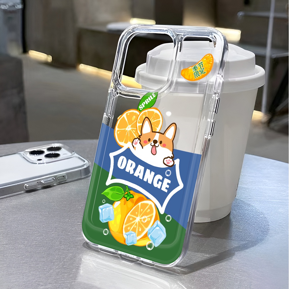 Ốp Điện Thoại Trong Suốt Chống Sốc In Hình Mèo Và Quả Cam Cho iphone 14 pro max 11 13 12 7 8 Plus X XR XSMax