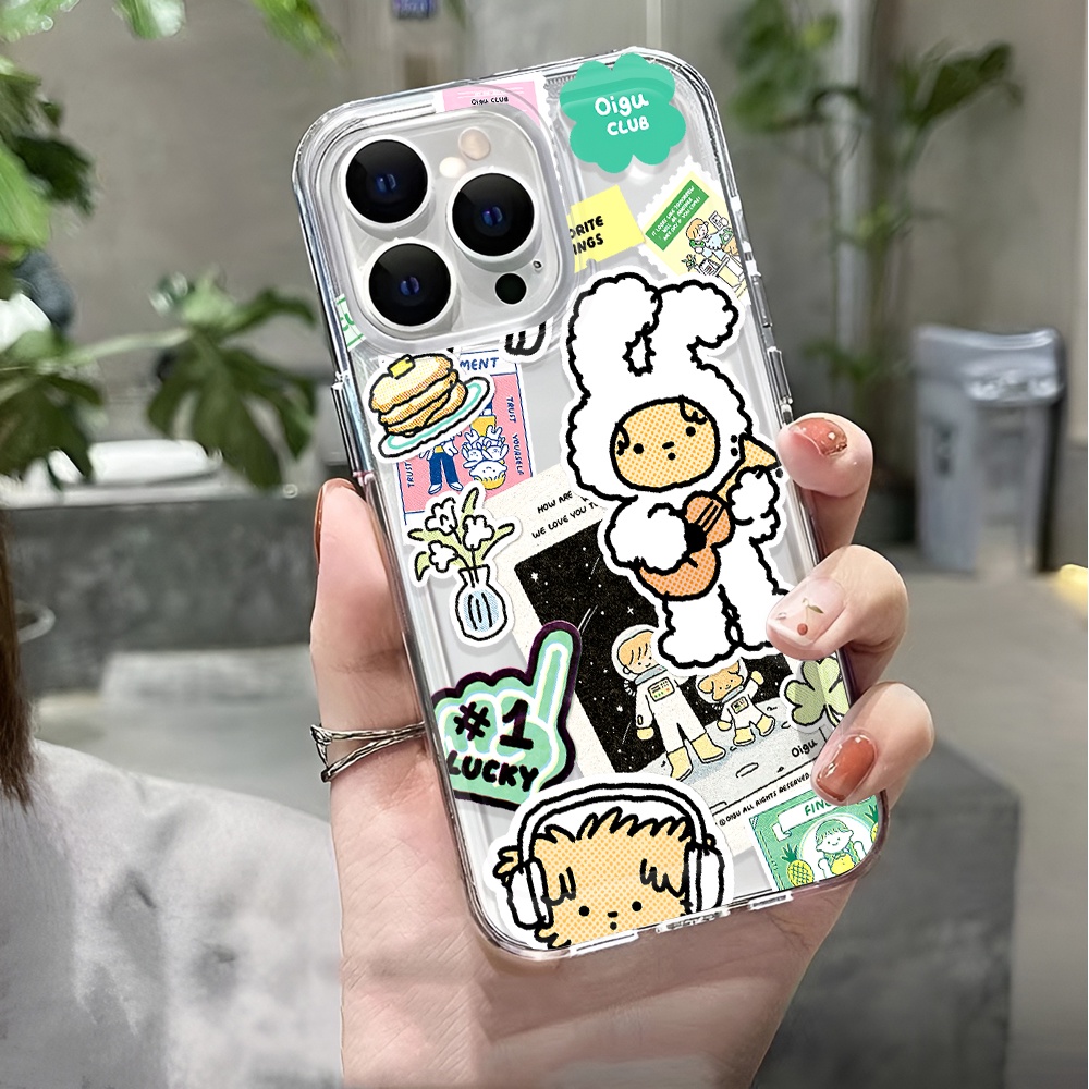 Ốp Điện Thoại Trong Suốt Chống Sốc In Hình Thỏ Hoạt Hình Cho iphone 14 pro max 11 13 12 7 8 Plus X XR XSMax
