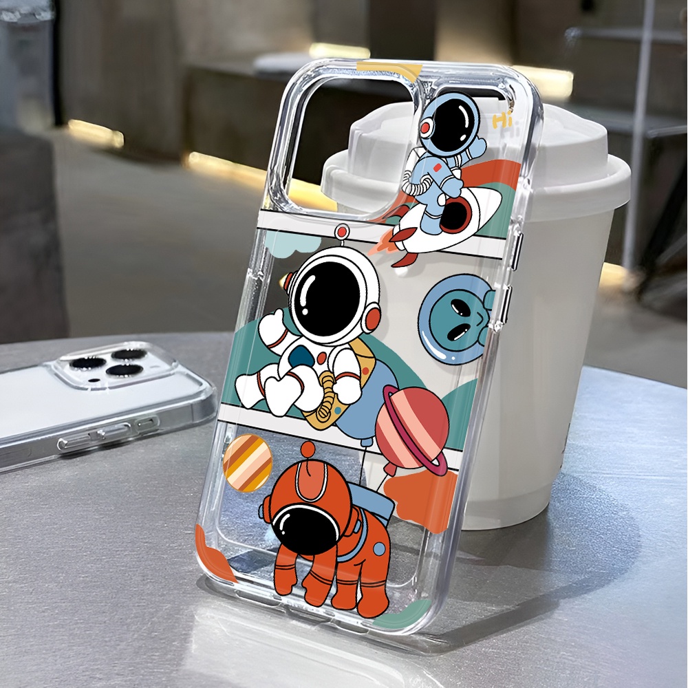 Ốp Điện Thoại Trong Suốt Chống Sốc In Hình Phi Hành Gia Hoạt Hình Cho iphone 14 pro max 11 13 12 7 8 Plus X XR XSMax