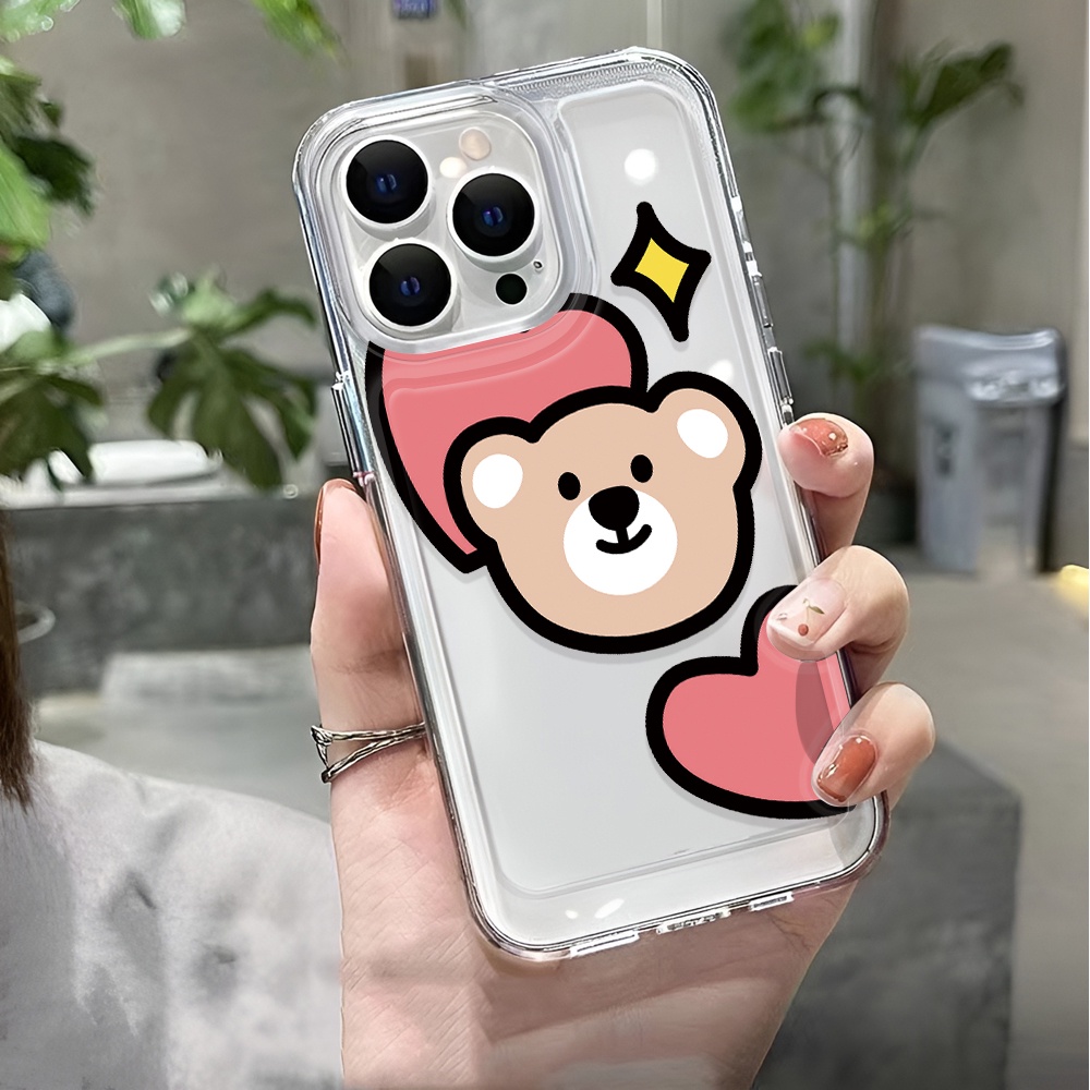 Ốp Điện Thoại Trong Suốt Chống Sốc In Hình Gấu Hoạt Hình Cho iphone 14 pro max 11 13 12 7 8 Plus X XR XSMax