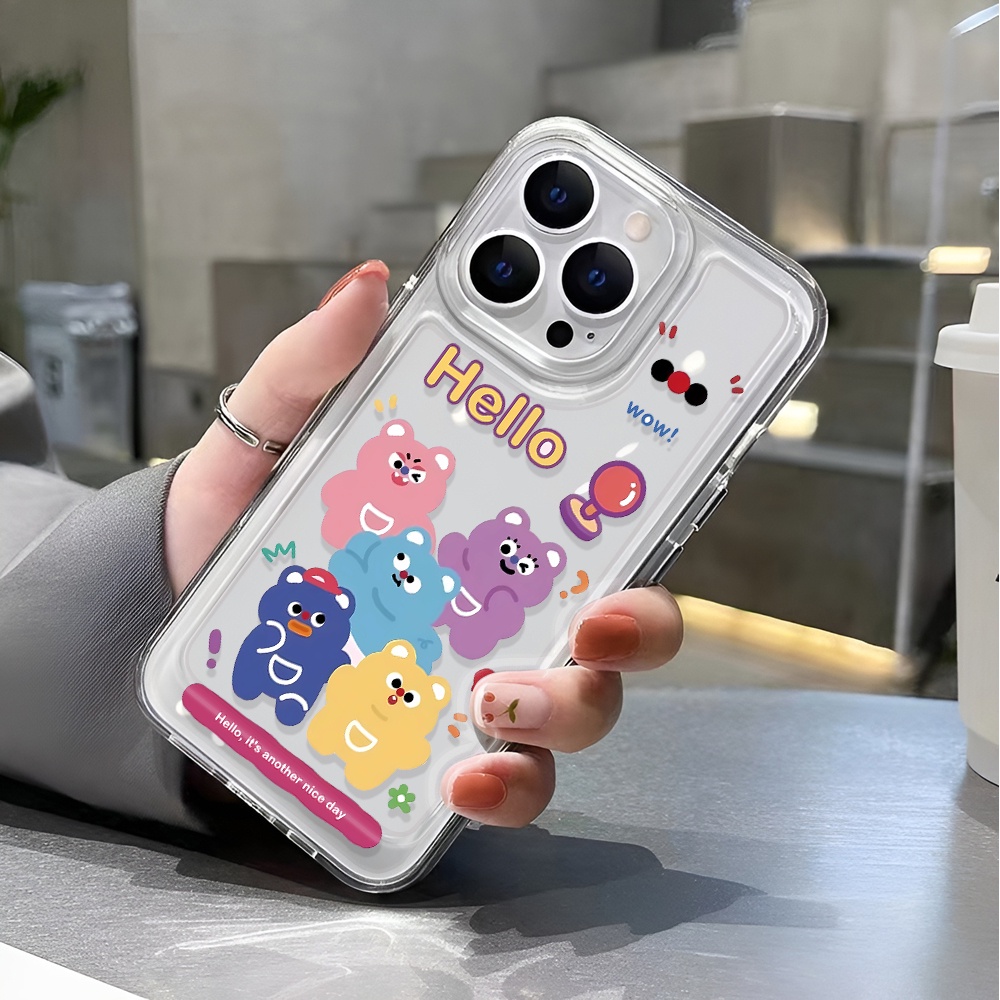 Ốp Điện Thoại Trong Suốt Chống Sốc In Hình Gấu Cho iphone 14 pro max 11 13 12 7 8 Plus X XR XSMax