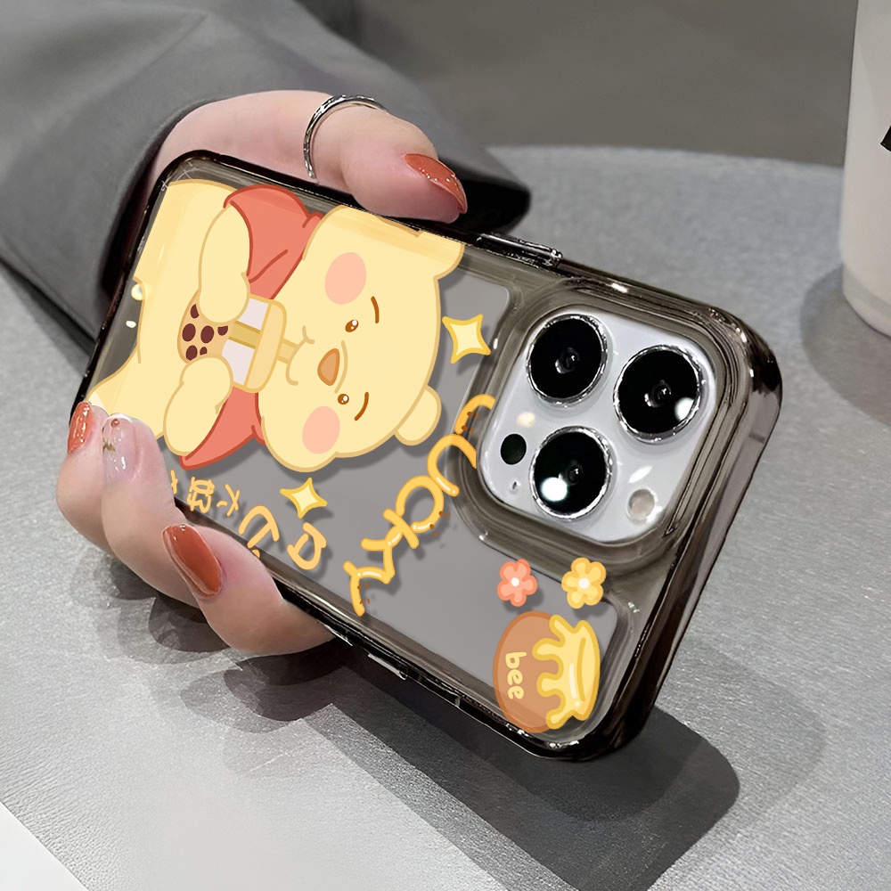 Ốp Điện Thoại Trong Suốt Chống Sốc In Hình Gấu Pooh Uống Trà Sữa Cho iphone 14 pro max 11 13 12 7 8 Plus X XR XSMax