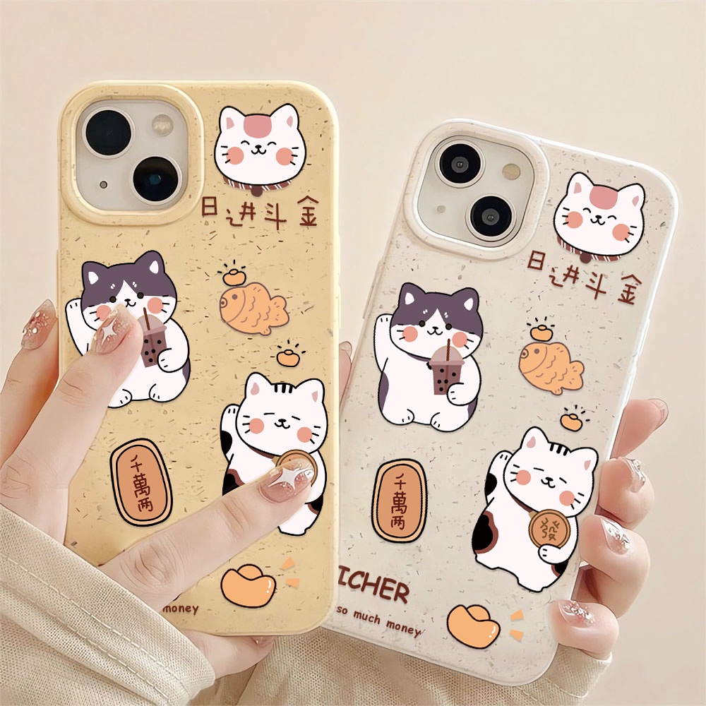 Ốp Điện Thoại Chống Sốc Hình Mèo May Mắn Cho iphone 14 pro max 11 13 12 7 8 Plus X XR XSMax