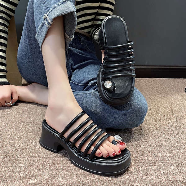 Dép thời trang nữ dép xỏ ngón kim cương thời trang độn cao đế dày