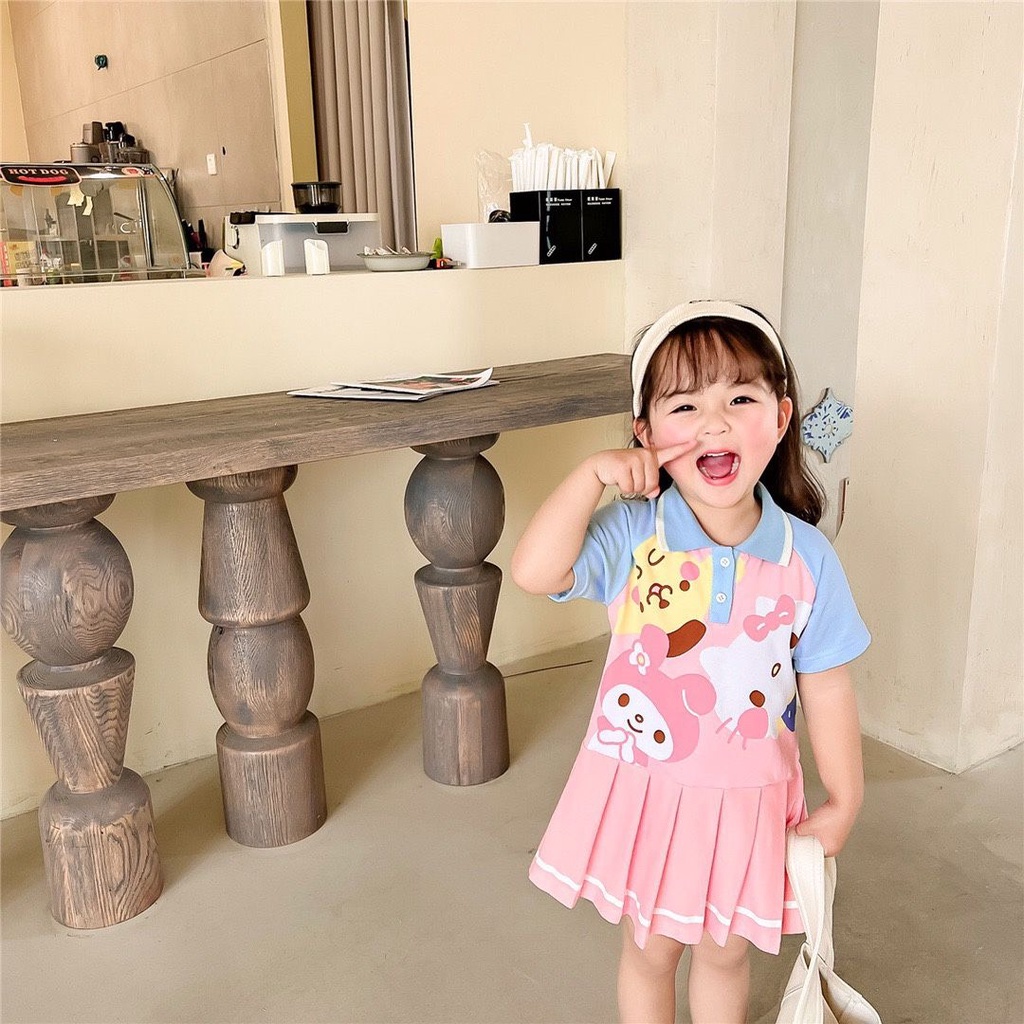 Áo Thun polo Họa Tiết Hoạt Hình Phong Cách Hàn Quốc Thời Trang Mùa Hè Xinh Xắn Cho Bé Trai Và Gái