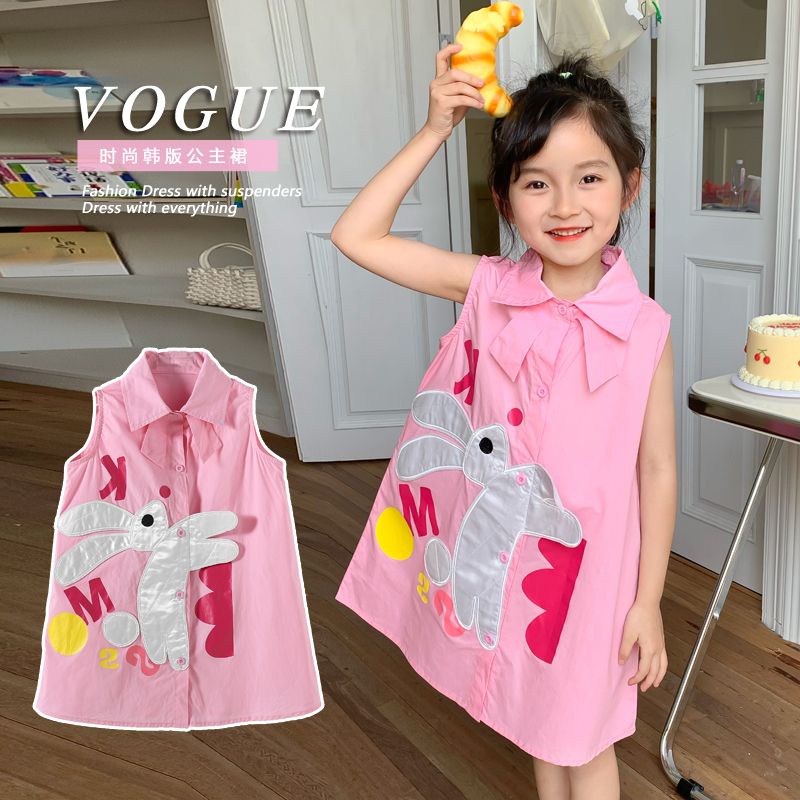 Đầm Công Chúa Mùa Hè Thời Trang Phong Cách Hàn Quốc In Họa Tiết Thỏ Cho Bé Gái