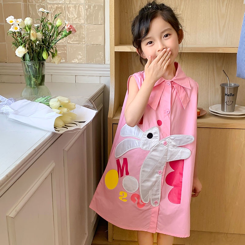 Đầm Công Chúa Mùa Hè Thời Trang Phong Cách Hàn Quốc In Họa Tiết Thỏ Cho Bé Gái