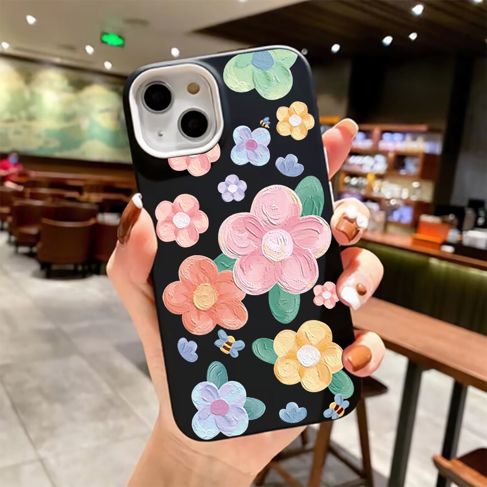 Ốp Điện Thoại silicon Dẻo Họa Tiết Hoa Xinh Xắn 3 Trong 1 Cho iPhone 14Promax 13 12 11 7Plus 7 X Xs Max XR