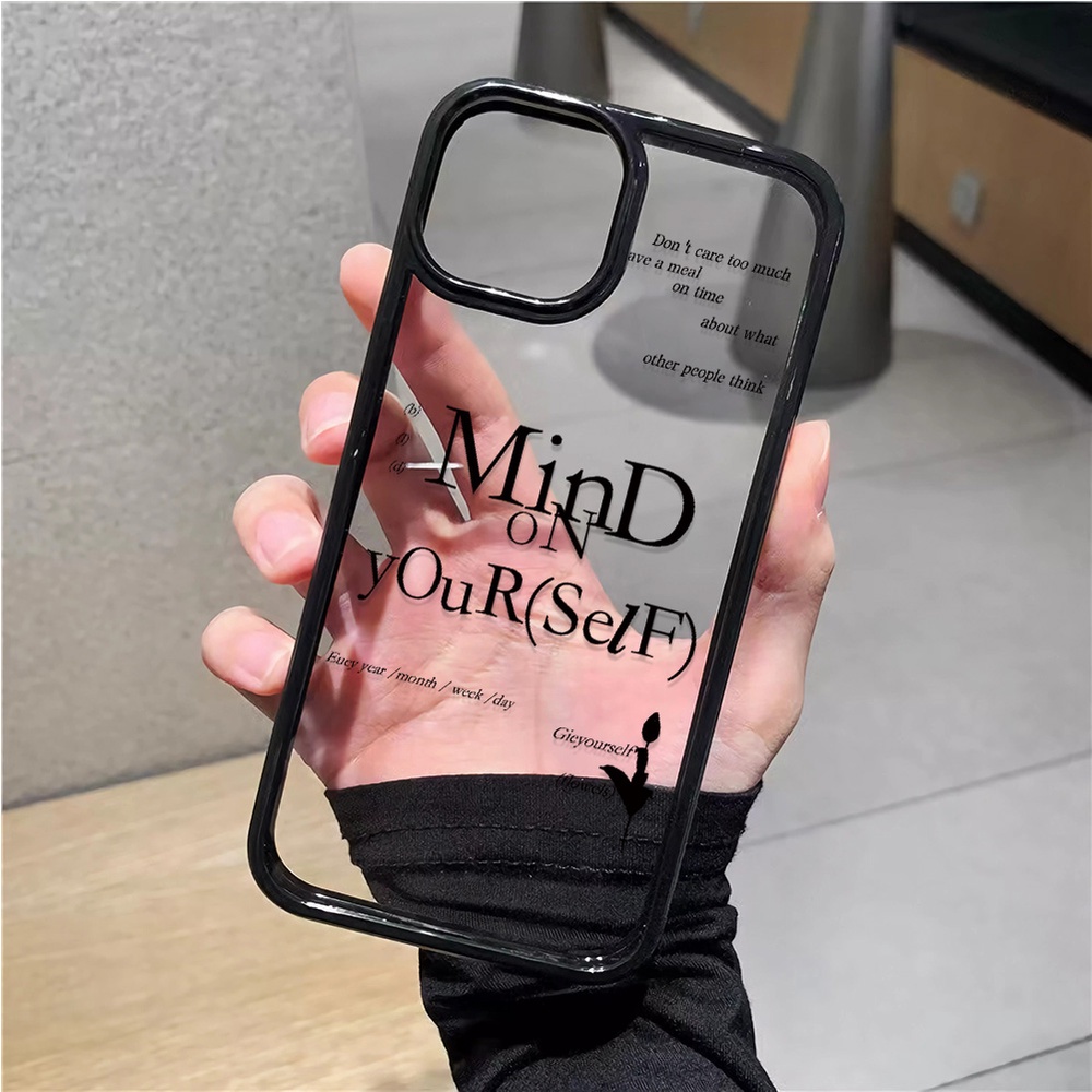 Ốp Điện Thoại Nhựa Acrylic Cứng Trong Suốt In Chữ Mind Thời Trang Cho iphone 14promax 11 13 12 7Plus 8 X XS Max
