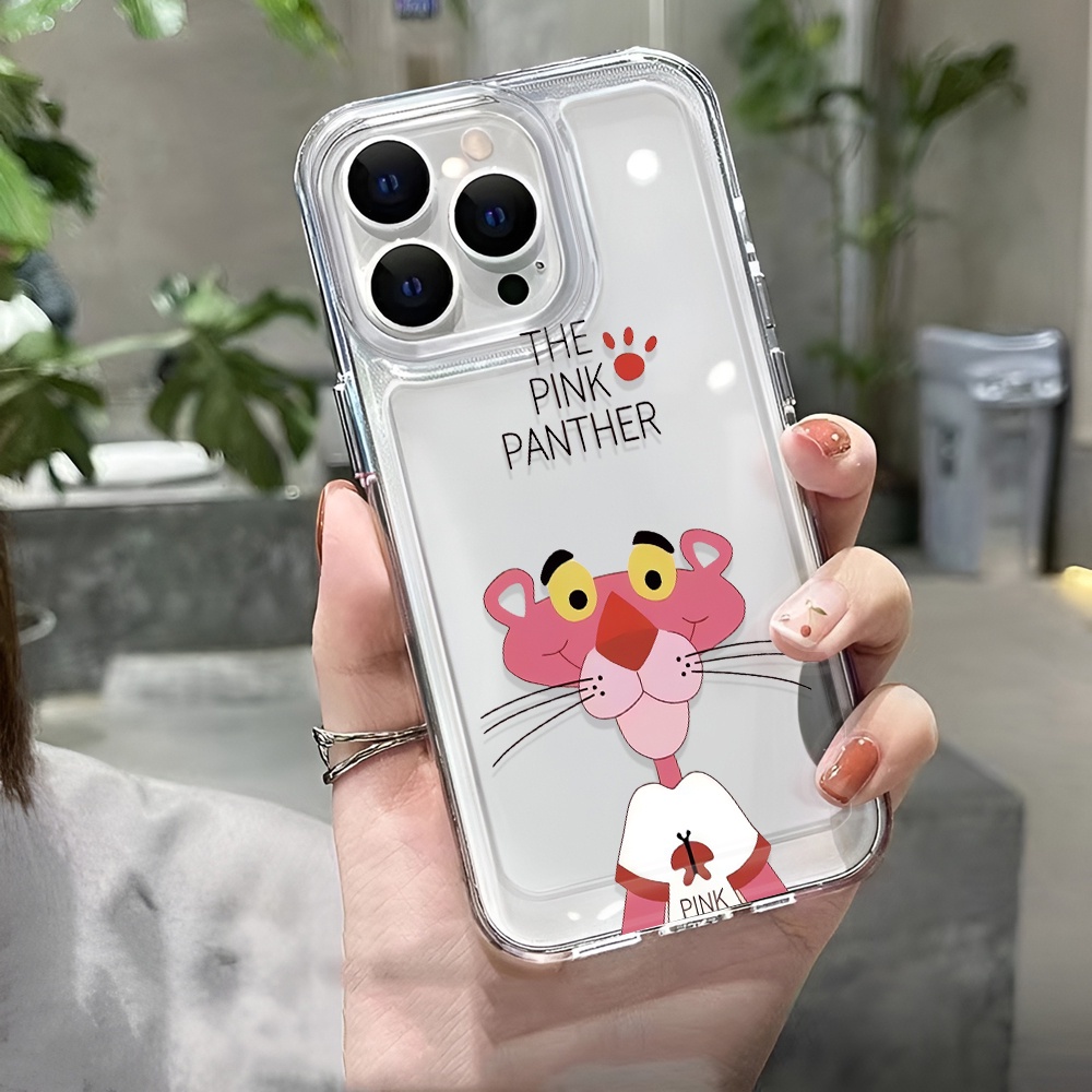 Ốp Điện Thoại Trong Suốt In Hình Báo Hồng Cho iphone 14promax 13 12 11 7Plus 7 8 X XR XSMax
