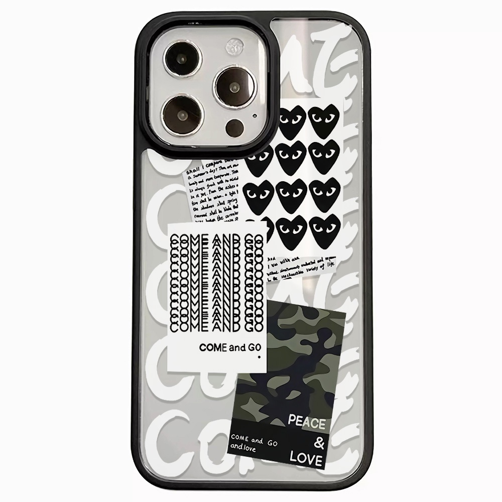 Ốp Điện Thoại Acrylic Cứng Trong Suốt Họa Tiết Trái Tim Màu Đen Cho iphone 14promax 11 13 12 7Plus 8 X XS Max