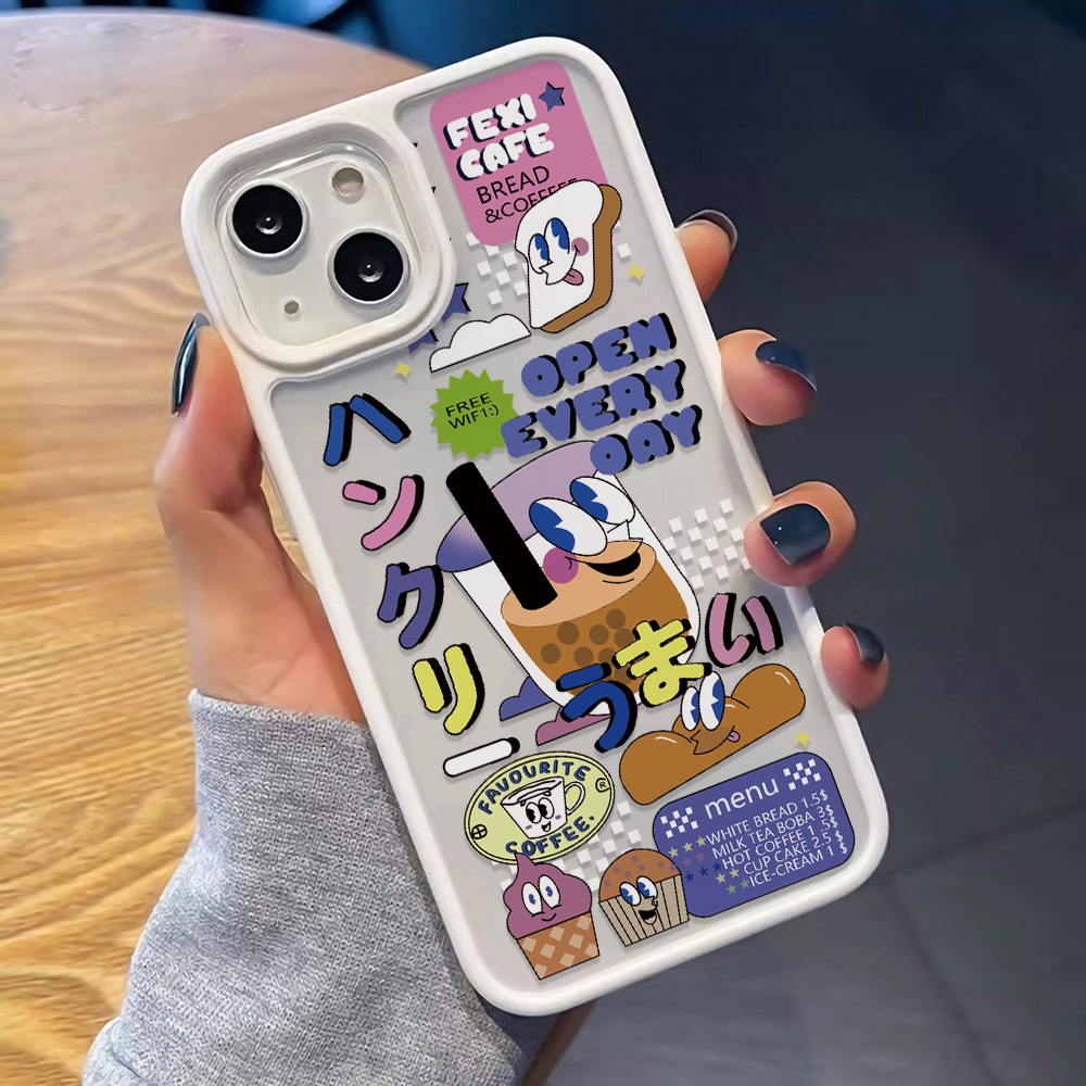 Ốp Điện Thoại Nhựa Acrylic Cứng Trong Suốt Hình Trà Sữa Cho iphone 14promax 11 13 12 7Plus 8 X XS Max