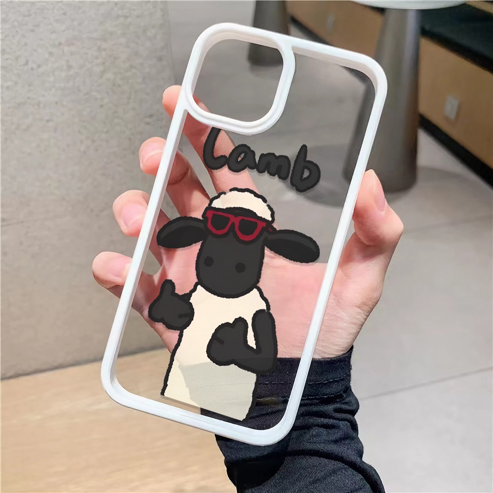 Ốp Điện Thoại Acrylic Cứng Trong Suốt Hình Cừu Shawn Cho iphone 14promax 11 13 12 7Plus 8 X XS Max