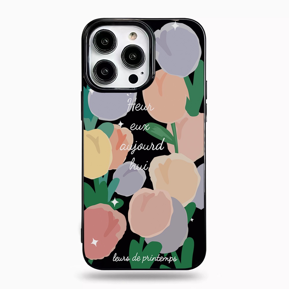 Ốp Điện Thoại Silicone TPU Mềm Bóng In Hình Hoa Tulip Cho iphone 14promax 11 13 12 7Plus 8 X XS Max