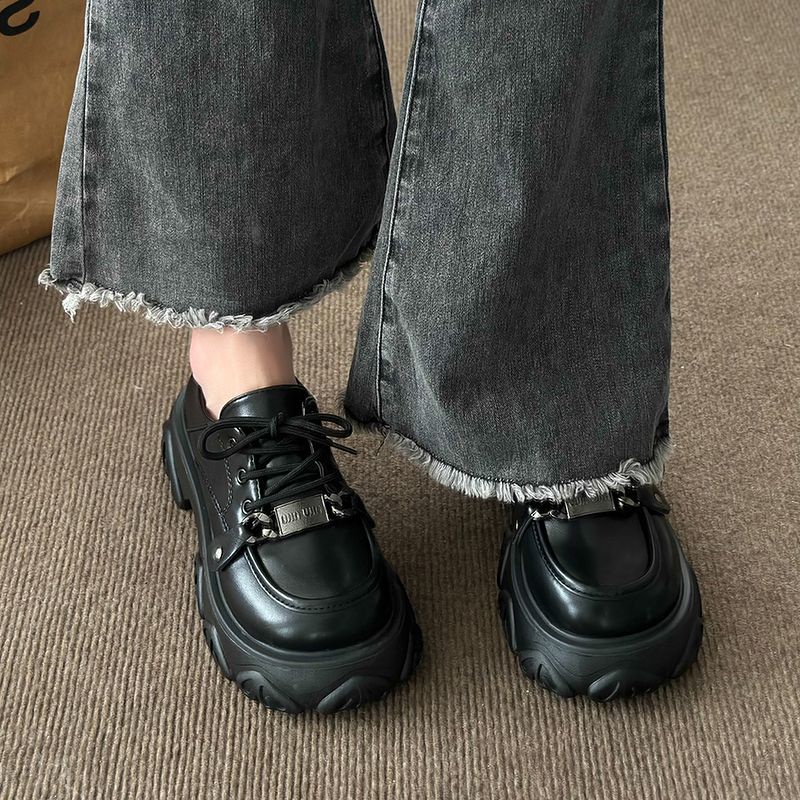 Giày Da Đế Dày Phong Cách Anh Quốc Cổ Điển Thời Trang Mùa Xuân Cho Nữ