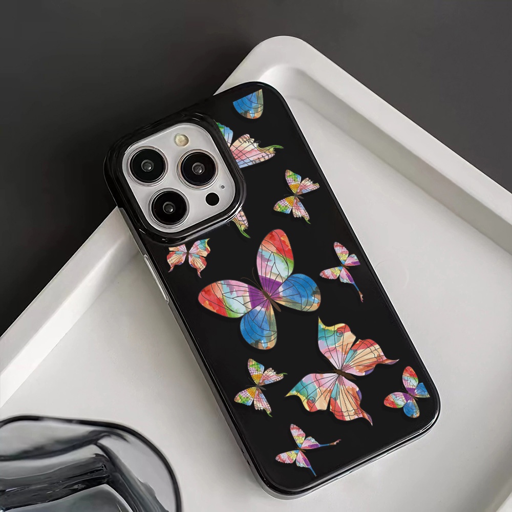 Ốp Điện Thoại Silicone TPU Mềm Bóng In Hình Bướm Nhiều Màu Cho iphone 14promax 11 13 12 7Plus 8 X XS Max