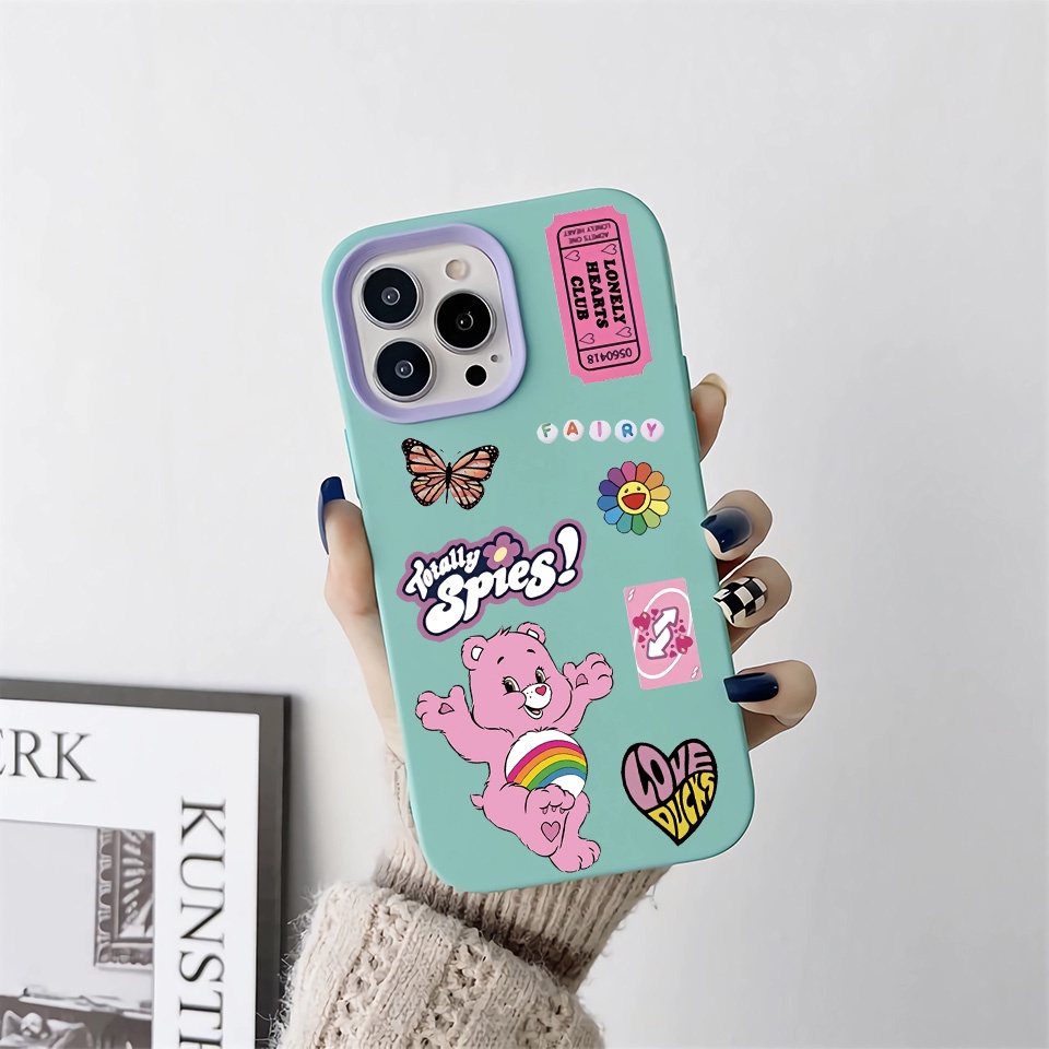 Ốp Điện Thoại silicon Dẻo Hình Gấu Cầu Vồng 3 Trong 1 Cho iPhone 14Promax 13 12 11 7Plus 7 X Xs Max XR