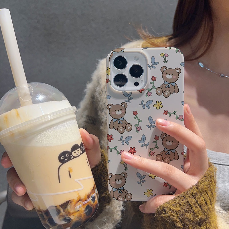 Ốp Điện Thoại Cứng Chống Sốc In Hình Gấu / Thỏ Dễ Thương Cho iphone 14promax 11 13 12 7Plus 8 X XS Max