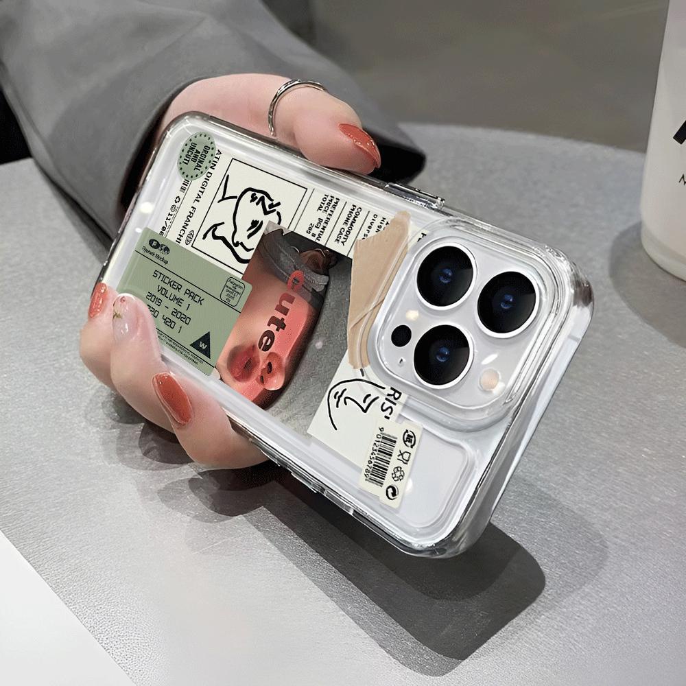 Ốp Điện Thoại Trong Suốt Chống Sốc Hình Nhãn Dán Cho iphone 14 pro max 11 13 12 7Plus 7 8 Plus X XR XSMax