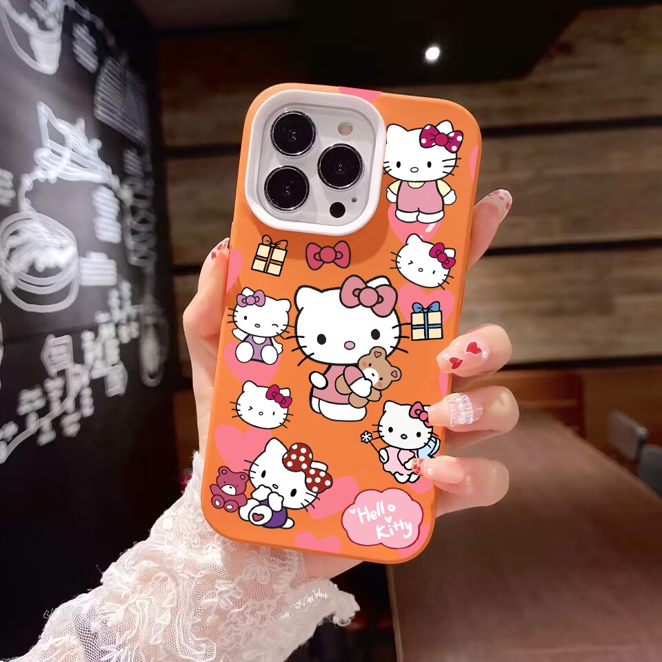 Ốp Điện Thoại silicon Dẻo Hình Gấu kitty 3 Trong 1 Cho iPhone 14Promax 13 12 11 7Plus 7 X Xs Max XR