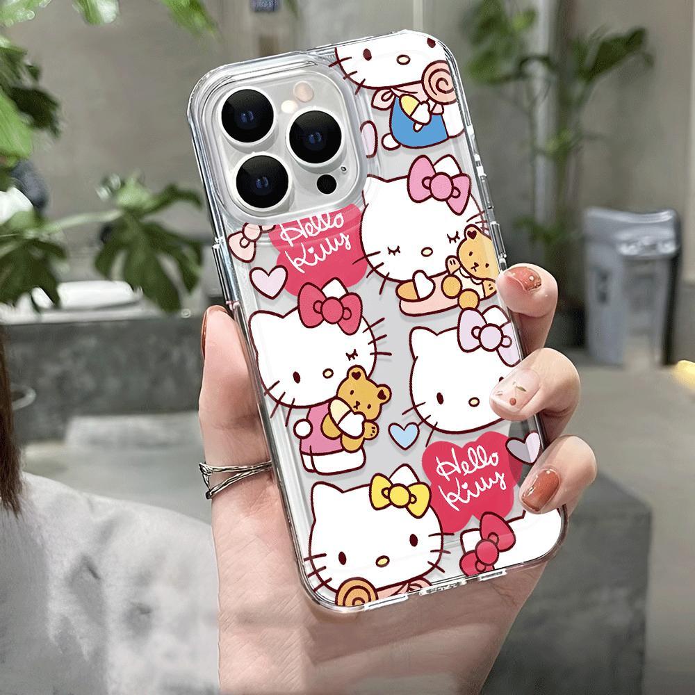 Ốp Điện Thoại Trong Suốt In Hoạt Hình Hello Kitty Gấu Cho iphone 14 pro max 11 13 12 7Plus 7 8 X XR XSMax