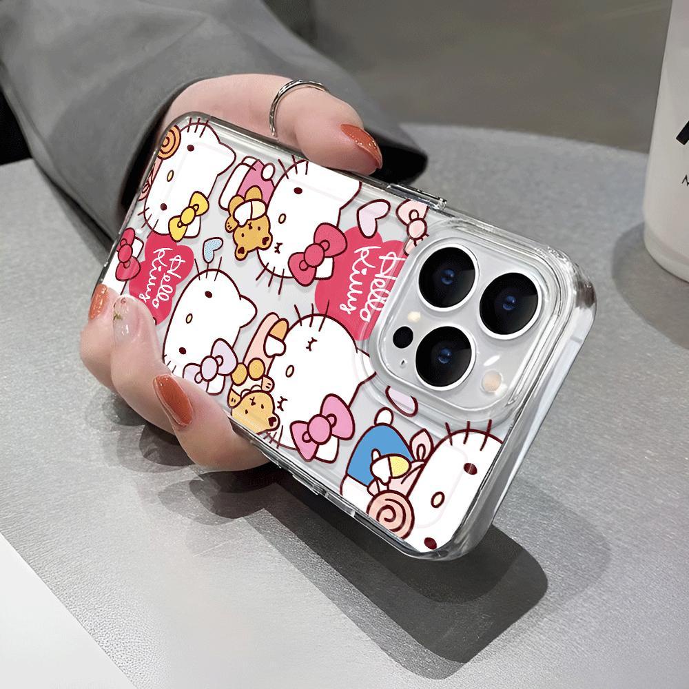 Ốp Điện Thoại Trong Suốt In Hoạt Hình Hello Kitty Gấu Cho iphone 14 pro max 11 13 12 7Plus 7 8 X XR XSMax