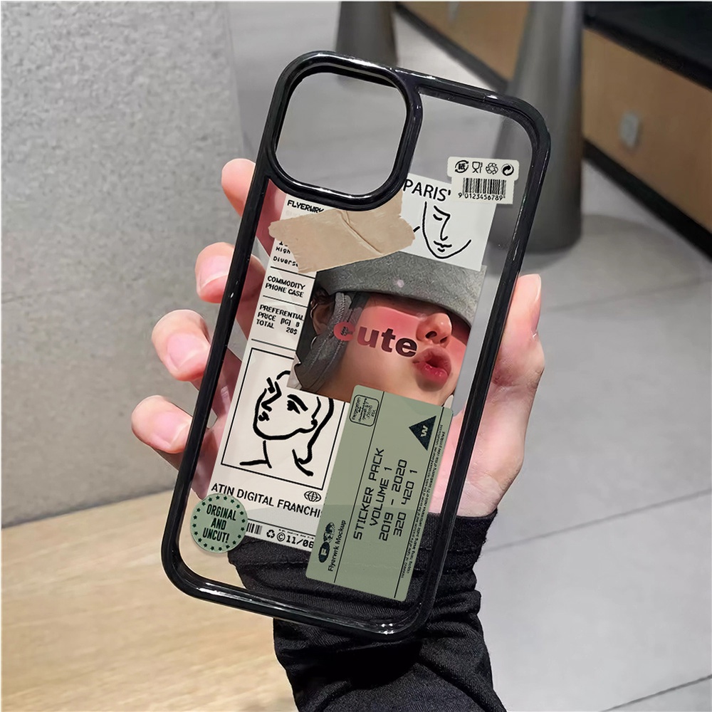 Ốp Điện Thoại Nhựa Acrylic Cứng Trong Suốt Hình Cô Gái Thời Trang Cho iphone 14 pro Max 11 13 12 7Plus 8 X XS Max